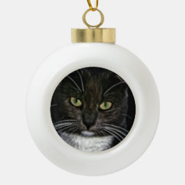 Zwarte kat keramische bal ornament