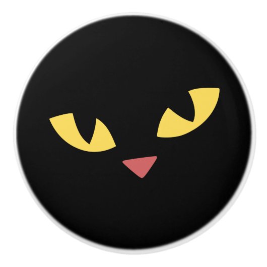 Zwarte kat keramische knop (Voorkant)