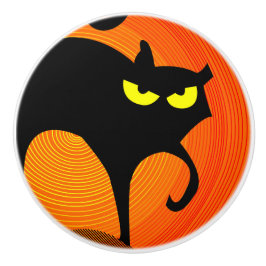 Zwarte kat keramische pull knop