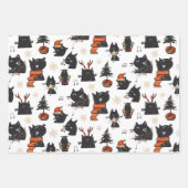 Zwarte Kat Kerst 3 Vellen Inpakpapier Set (Voorkant)
