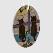 Zwarte Kat Kerst Acryl Boom Decoratie (voorkant)