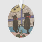 Zwarte Kat Kerst Acryl Boom Decoratie (voorkant)