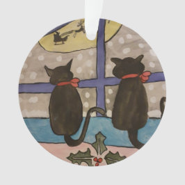 Zwarte Kat Kerst Acryl Boom Decoratie