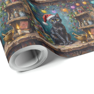 Zwarte Kat Kerst Apotheek Magie Cadeaupapier