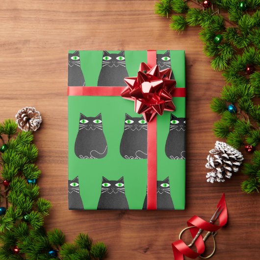 Zwarte Kat Kerst Cadeaupapier (Feestdagen Geschenken)