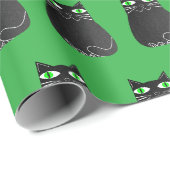 Zwarte Kat Kerst Cadeaupapier (Rol Hoek)