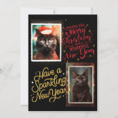 Zwarte kat kerst  feestdagenkaart (Voorkant)