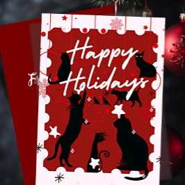 Zwarte kat kerst feestdagenkaart