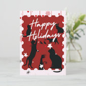 Zwarte kat kerst feestdagenkaart (Staand voorkant)
