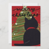 Zwarte kat kerst feestdagenkaart (Voorkant)