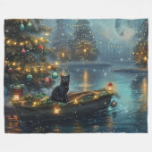 Zwarte Kat Kerst Feestelijke Reis Fleece Deken (Voorkant (Horizontaal))