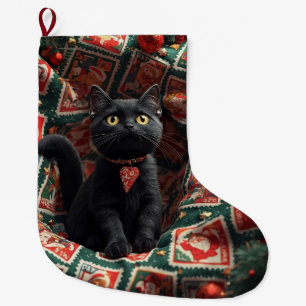 Zwarte kat kerst grote kerstsok