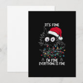 Zwarte kat kerst Het is prima dat ik alles ben Kaart (Voorkant / Achterkant)