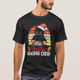 Zwarte Kat Kerst Koekjes Bakken Crew Kerstmis huis T-shirt