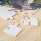 Zwarte Kat Kerst Krans Festieve Kitten Legpuzzel (Zijkant)