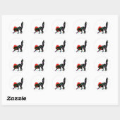 Zwarte kat kerst lichten Klassieke ronde sticker (Vel)