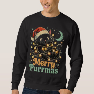 Zwarte kat kerst shirt met Merry Purrmas