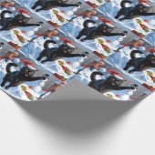Zwarte Kat Kerst Sneeuwlandschap Cadeaupapier (Hoek)