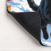 Zwarte Kat Kerst Sneeuwlandschap Muismat (Hoek)