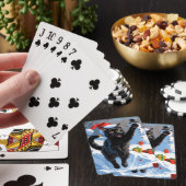 Zwarte Kat Kerst Sneeuwlandschap Pokerkaarten (Insitu)