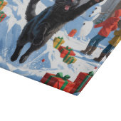 Zwarte Kat Kerst Sneeuwlandschap Snijplank (Hoek)