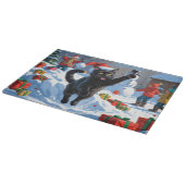 Zwarte Kat Kerst Sneeuwlandschap Snijplank (Hoek)