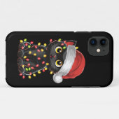 Zwarte Kat Kerstboom Lichtjes Grappige Kerstman Ki Case-Mate iPhone Case (Achterkant (horizontaal))