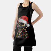 Zwarte Kat Kerstboom Lichtjes Grappige Kerstman Ki Schort (Insitu)