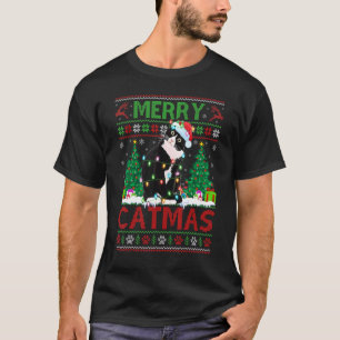 Zwarte Kat Kerstboom Lichtjes Lelijke Zwarte Kat P T-shirt