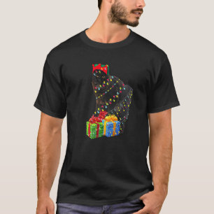 Zwarte Kat Kerstboom Lichtjes Met Kerstcadeaus Voo T-shirt