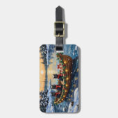 Zwarte Kat Kerstboot Vakantie Bagagelabel (Voorkant verticaal)