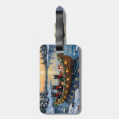 Zwarte Kat Kerstboot Vakantie Bagagelabel (Achterkant verticaal)