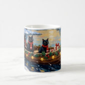 Zwarte Kat Kerstboot Vakantie Koffiemok (Center)