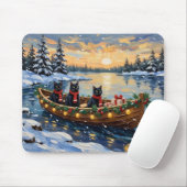 Zwarte Kat Kerstboot Vakantie Muismat (Met muis)