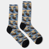 Zwarte Kat Kerstboot Vakantie Sokken (Rechts)