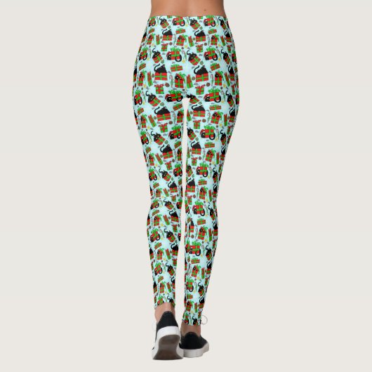 Zwarte kat kerstcadeautjes. leggings (Achterkant)
