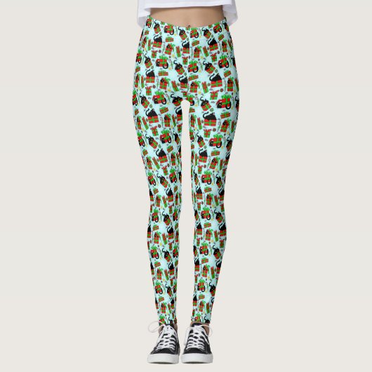 Zwarte kat kerstcadeautjes. leggings (Voorkant)