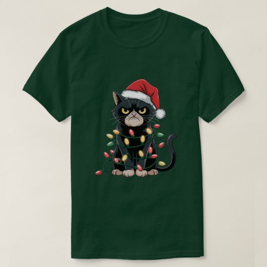Zwarte Kat Kersteditie T-shirt (Design voorkant)