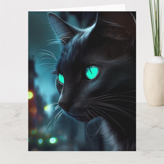 Zwarte Kat kerstkaarten Kaart (Voorkant)