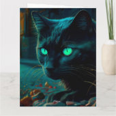 Zwarte Kat Kerstkaarten Kaart (Achterkant)