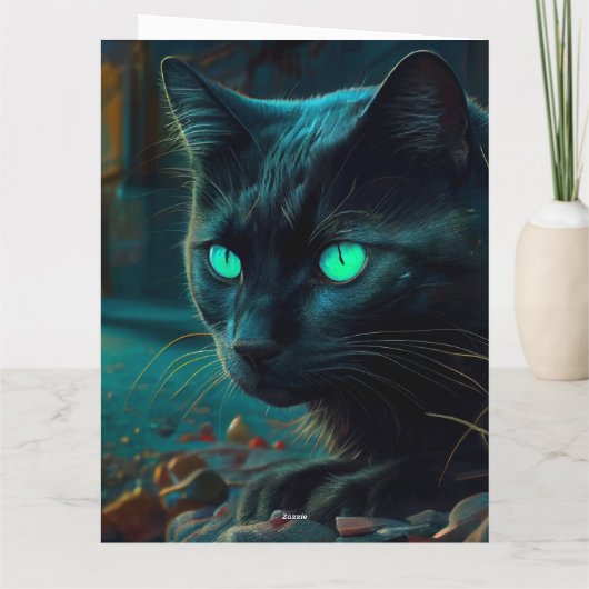 Zwarte Kat Kerstkaarten Kaart (Achterkant)