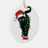 Zwarte kat-kerstkerstkerstkerstman in de gaten keramisch ornament (Rechts)