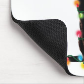 Zwarte kat-kerstkerstkerstman met schuine streep muismat (Hoek)