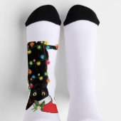 Zwarte kat-kerstkerstkerstman met schuine streep sokken (Top)