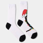 Zwarte kat-kerstkerstkerstman met schuine streep sokken (Rechts)