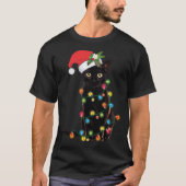 Zwarte kat-kerstkerstkerstman met schuine streep t-shirt (Voorkant)