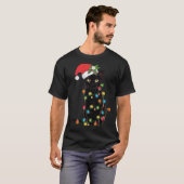 Zwarte kat-kerstkerstkerstman met schuine streep t-shirt (Voorkant volledig)