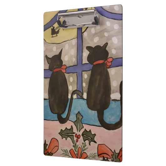 Zwarte Kat-kerstklembord Klembord (Links)