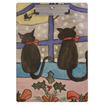 Zwarte Kat-kerstklembord