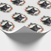 Zwarte Kat Kerstkrans Feestelijke Kitten Cadeaupapier (Hoek)